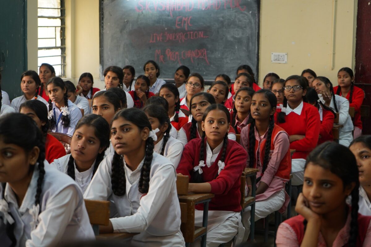 Girls sitting in an Indian school classroom Girls sitting in an Indian school classroom
